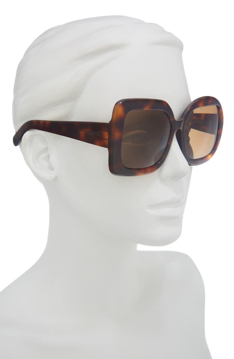 Jacquemus Carre Rond 56mm Square Sunglasses, Alternate, color, Tortoise/ Matte Black