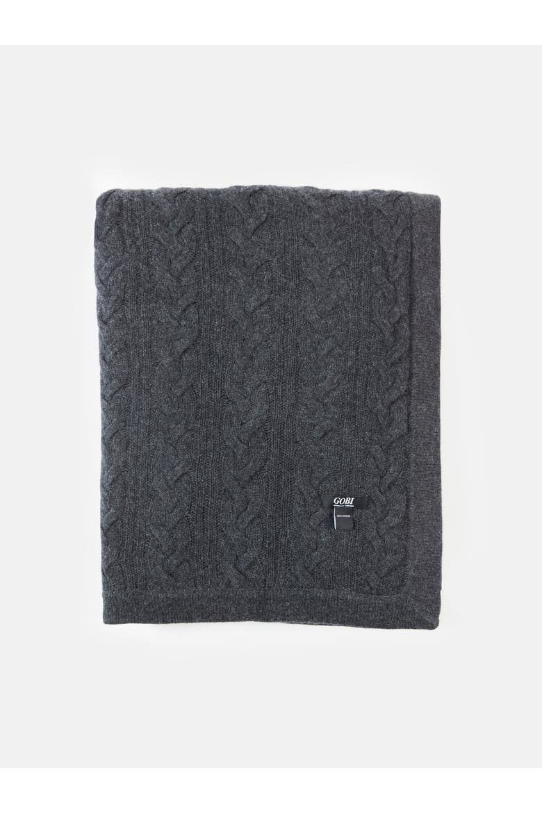 Cable Knit Blanket, Main, color, charcoal
