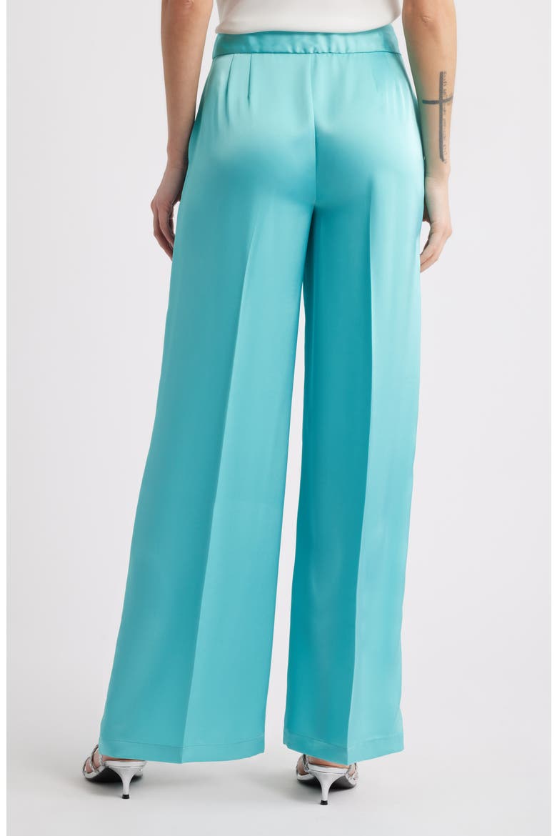 Wide Leg Satin Pants, Alternate, color, TURQUOISE