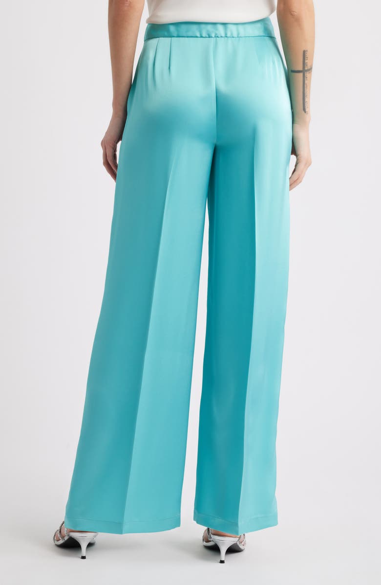 Tahari ASL Wide Leg Satin Pants, Alternate, color, Turquoise