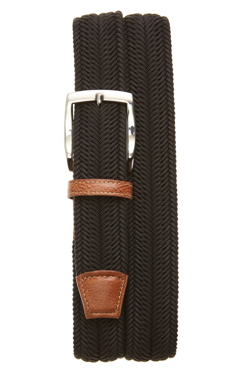 Torino Herringbone Woven Belt, Main, color, Black