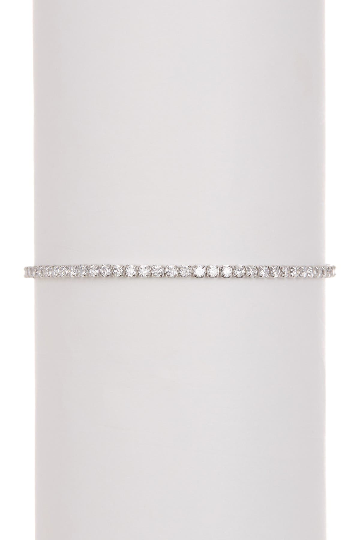 Adornia White Rhodium Plated Swarovski Crystal Accented Lariat Bracelet