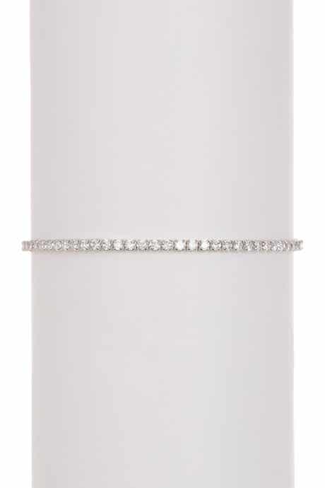 Adornia White Rhodium Plated Swarovski Crystal Accented Lariat Bracelet