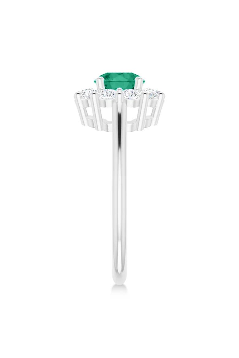 Round Lab Emerald & Diamond Halo Ring 14K 1.28ct, Alternate, color, Emerald/White Gold