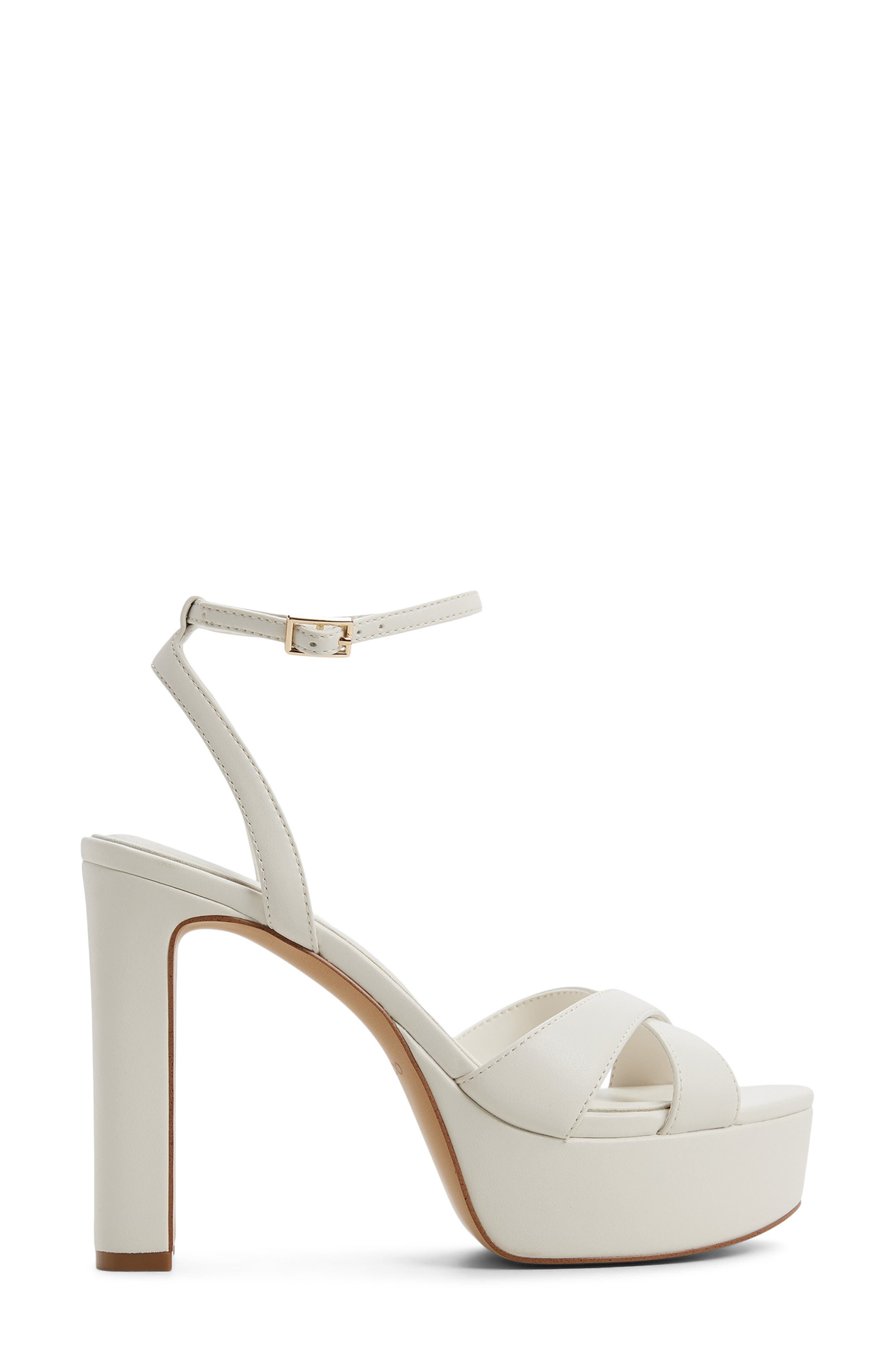 ALDO Rosine Ankle Strap Platform Sandal, Alternate, color, White/ Bone