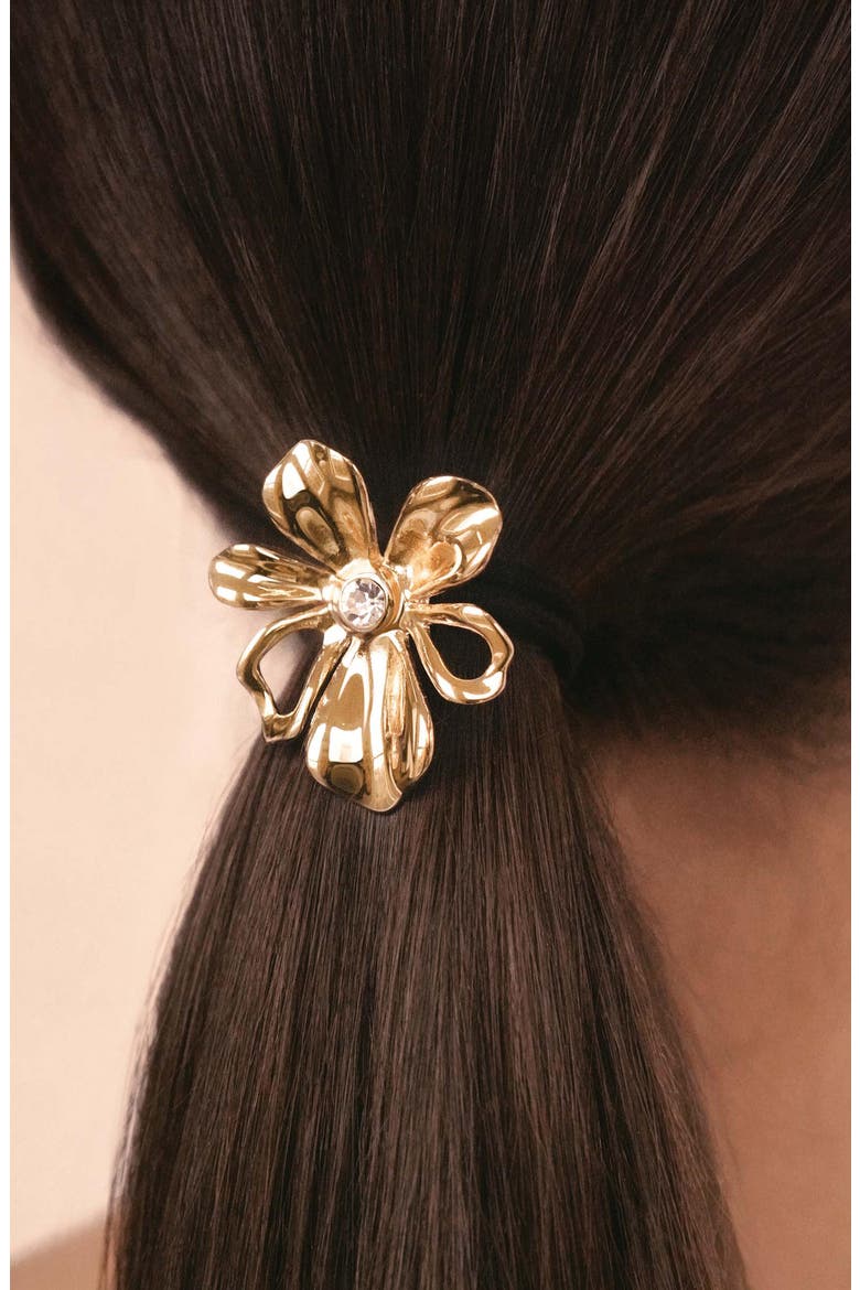 Petals Ponytail Holder, Alternate, color, GOLD