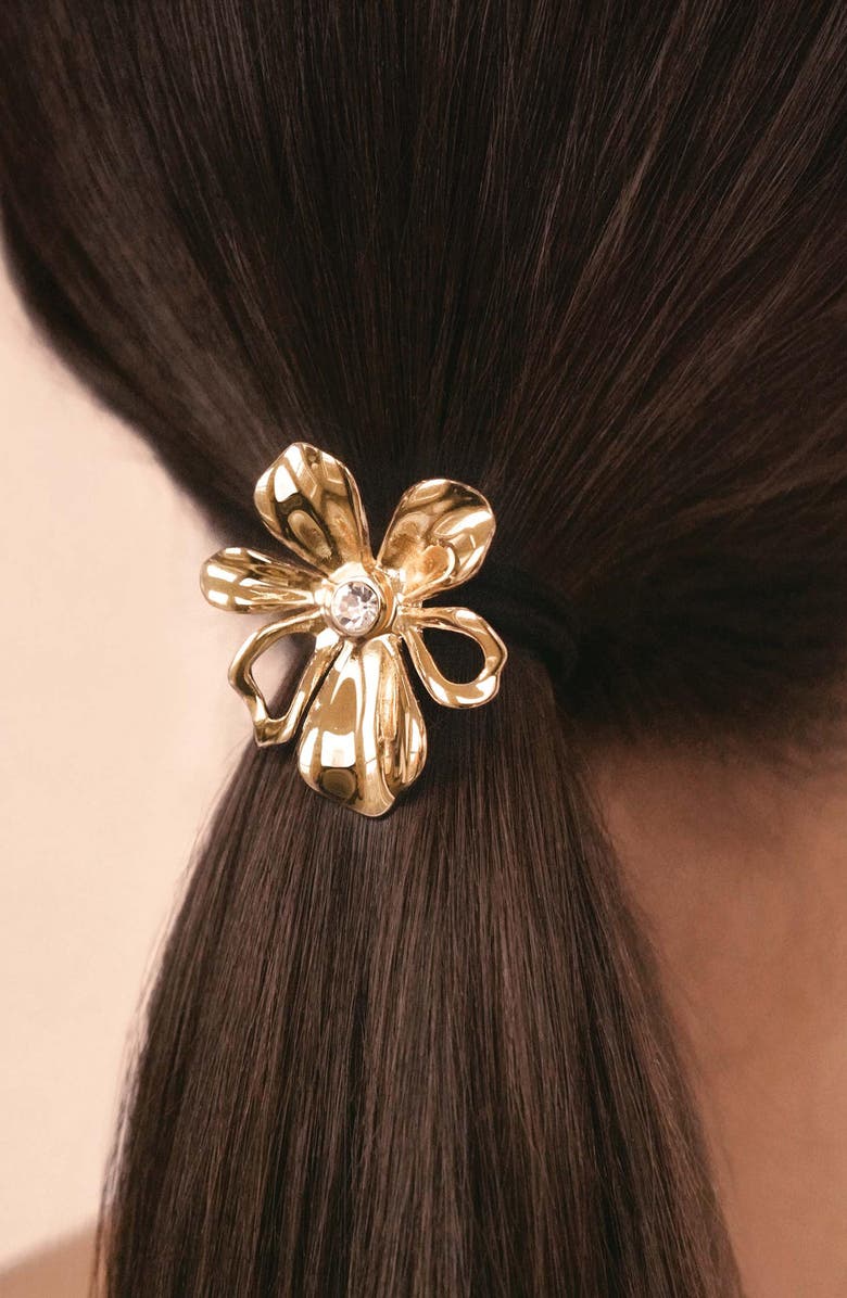Ettika Petals Ponytail Holder, Alternate, color, Gold