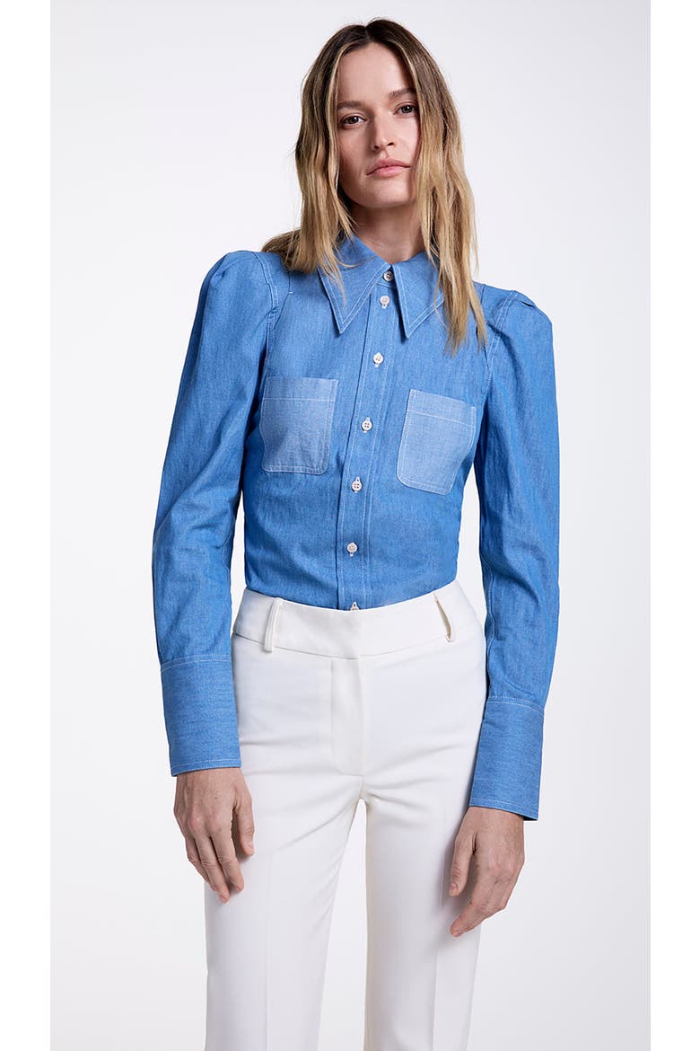 Box Pleat Pocket Denim Shirt, Alternate, color, Denim