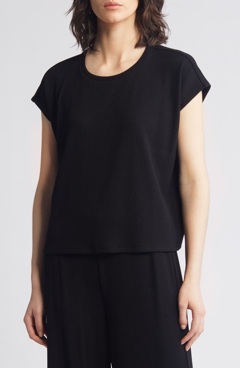 Eileen Fisher Crewneck Boxy Rib T-Shirt, Main, color, 