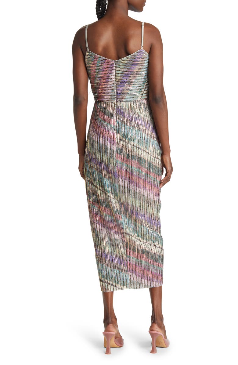 Saylor Lissandra Rainbow Crystal Detail Cocktail Dress, Alternate, color, 