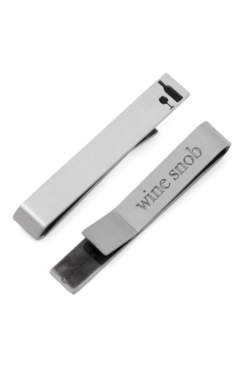 Men's Wine Snob Silvertone Tie Bar, Alternate, color, SILVER