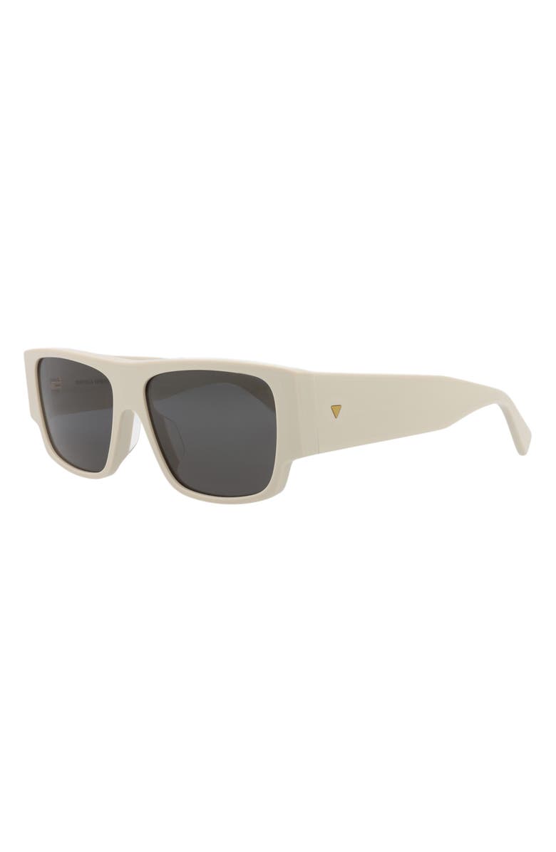 Bottega Veneta 57mm Rectangular Sunglasses, Alternate, color, White White Grey