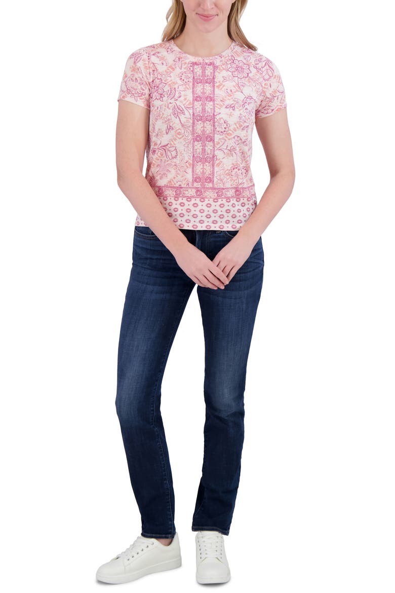 Floral Cotton & Modal T-Shirt, Alternate, color, PINK FLORAL
