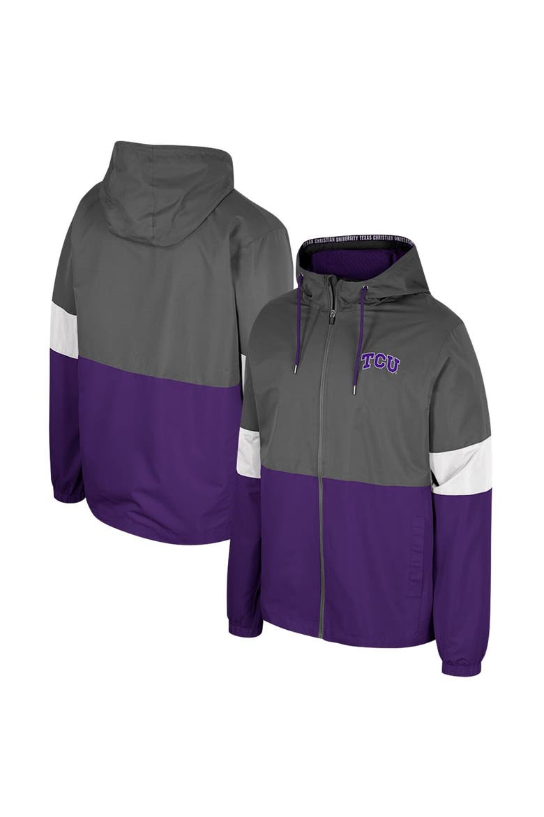 Men's Colosseum Charcoal TCU Horned Frogs Miles Full-Zip Jacket, Main, color, Charcoal