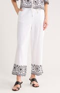 Ellen Tracy Embroidered Hem Crop Pants