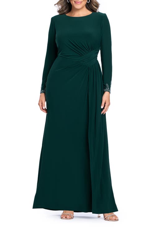 Bead Detail Long Sleeve Knit Gown