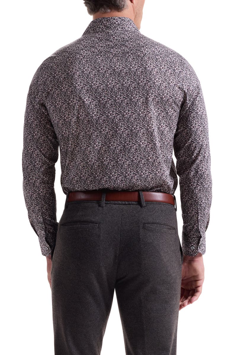 Bugatchi Julian Shaped Fit Pebble Print Button-Up Shirt, Alternate, color, Wood Rose