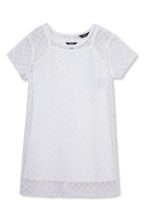 Truce Kids' Sequin Mesh Dress in Off-White 