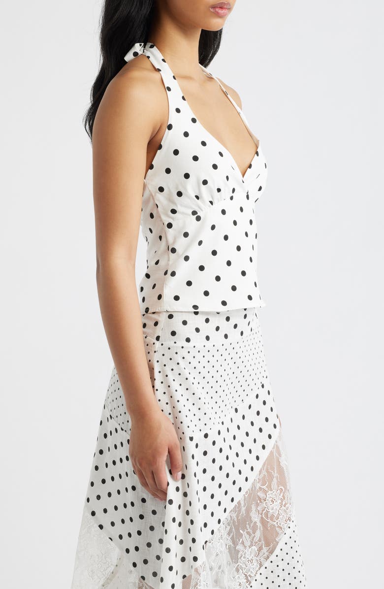 Princess Polly Alter of Love Polka Dot Halter Top, Alternate, color, White Polka Dot