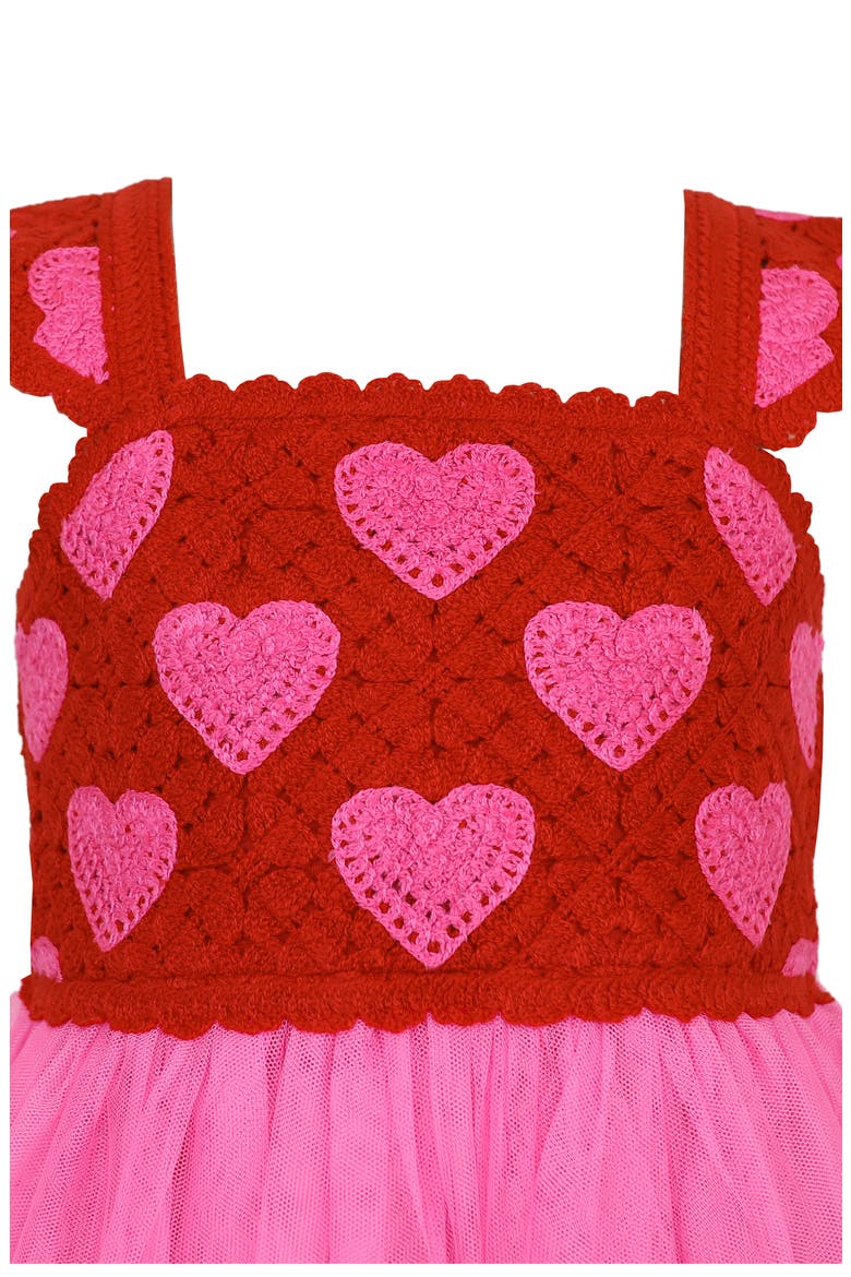 Kids' Butterfly Knit Bodice Tutu Dress, Alternate, color, RED/ PINK