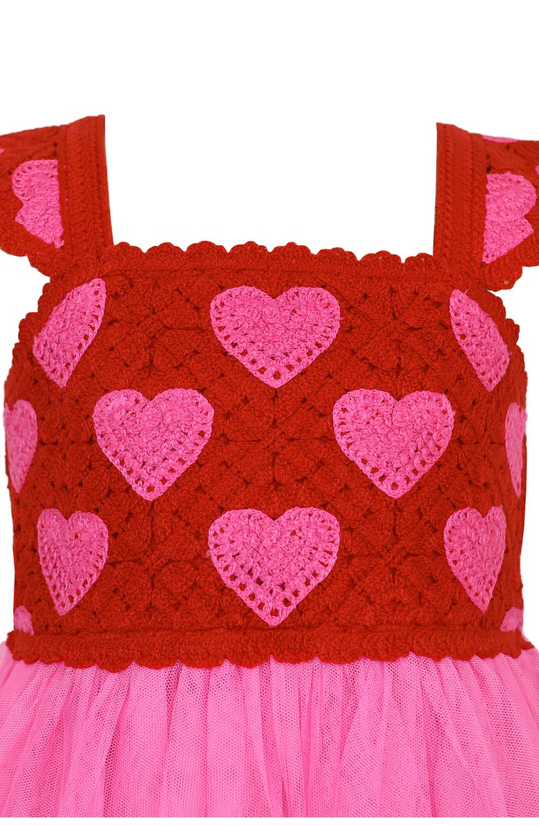 Zunie Kids' Butterfly Knit Bodice Tutu Dress, Alternate, color, Red/ Pink