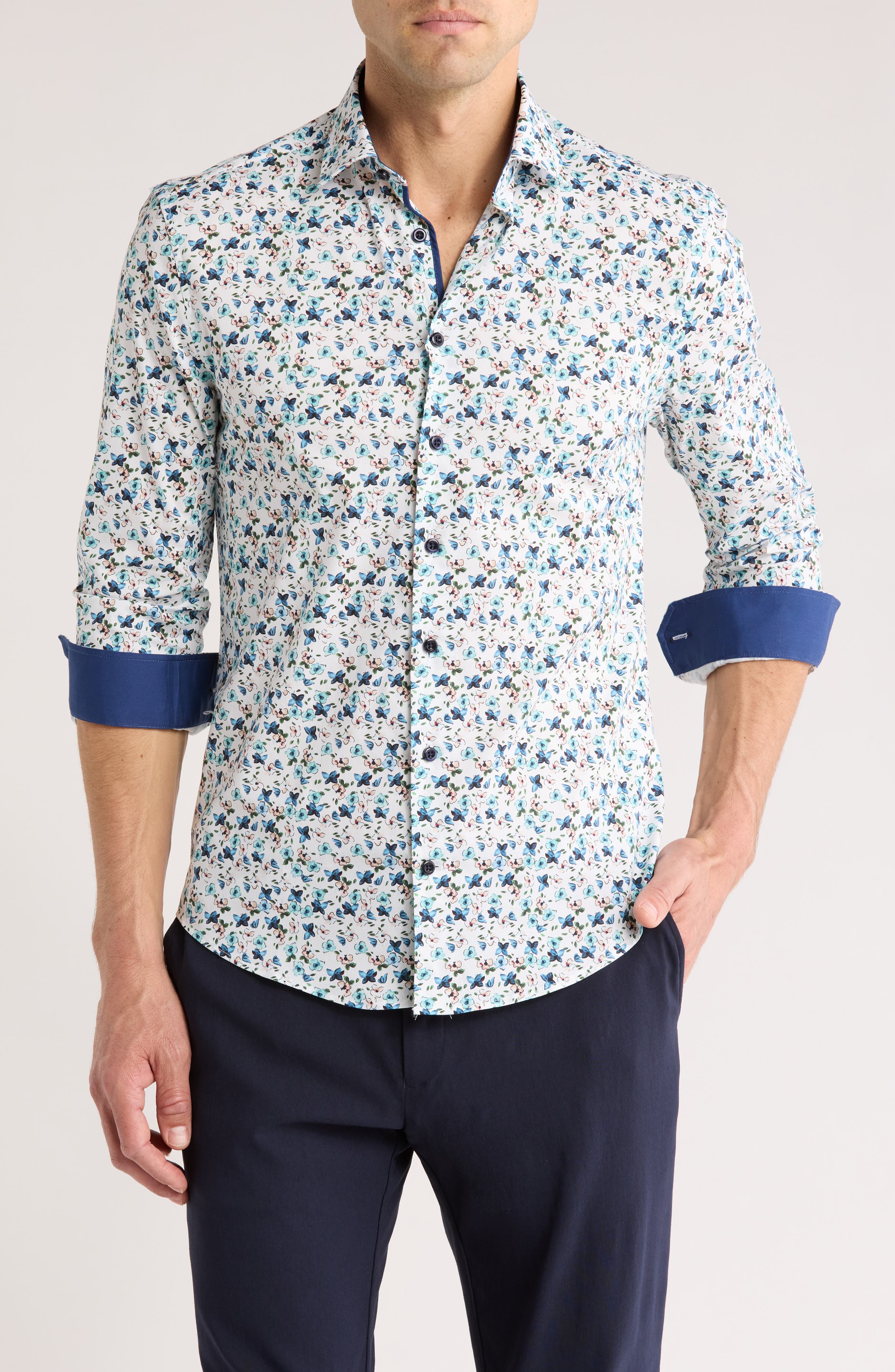 SOUL OF LONDON Stretch Cotton Button Up Shirt (Men) | Nordstromrack