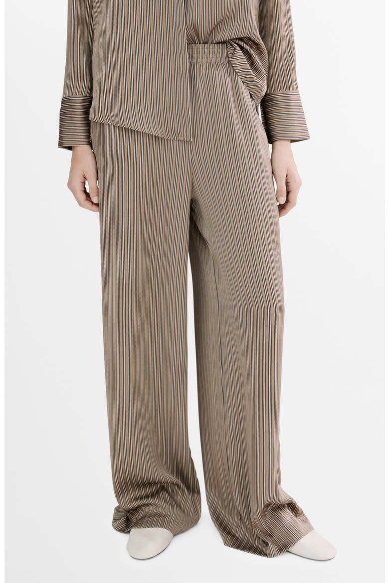 Stripe Satin Pants, Main, color, MEDIUM BROWN
