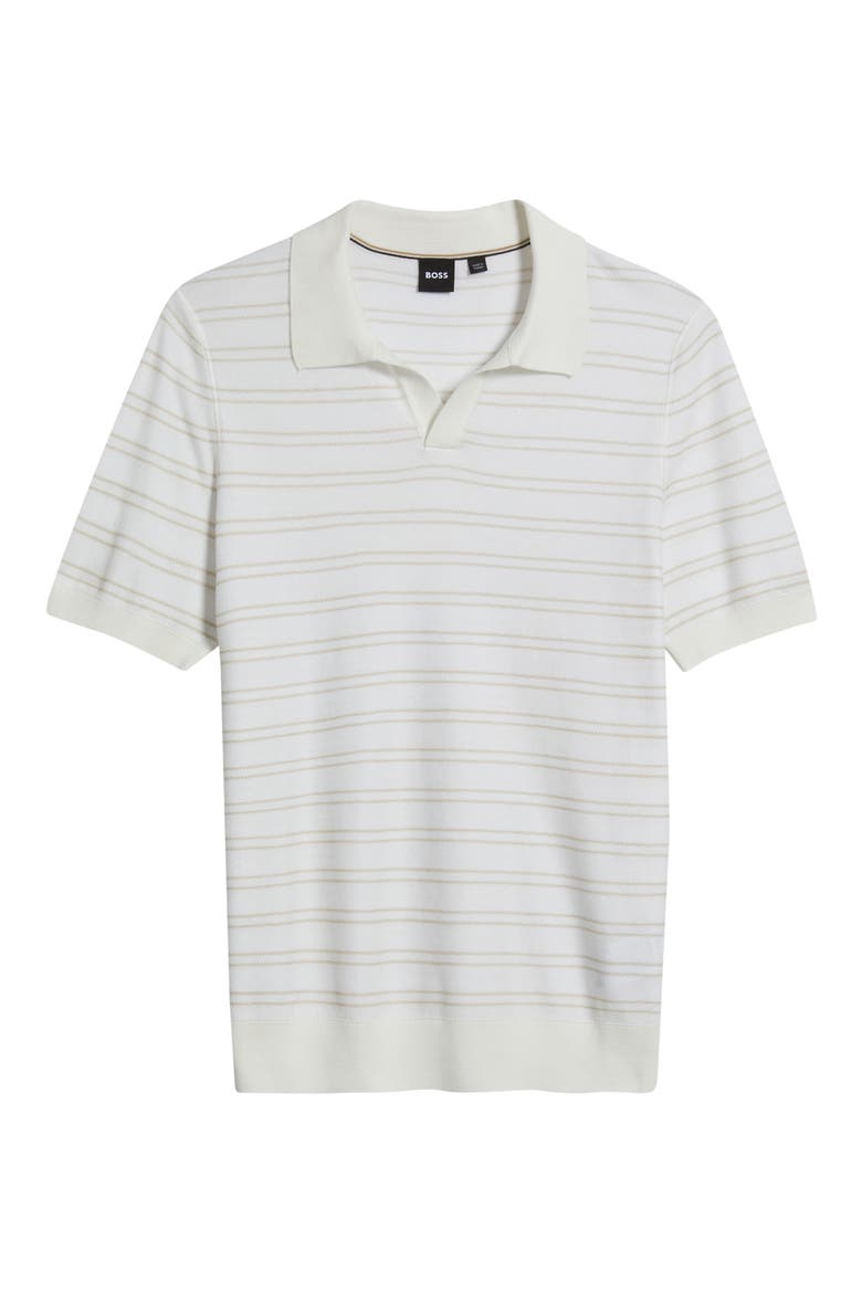 H-Narciso Stripe Johnny Collar Polo, Alternate, color, WHITE
