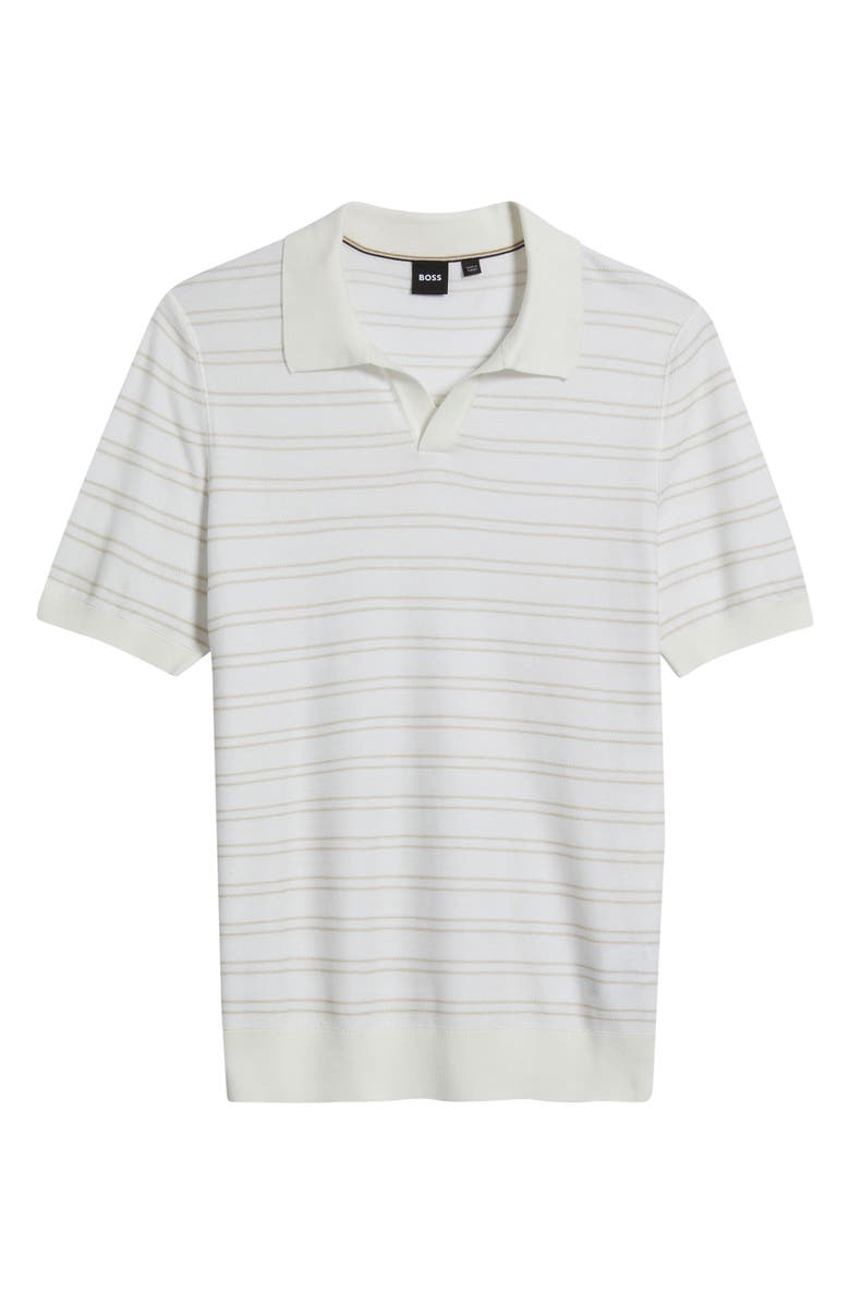 BOSS H-Narciso Stripe Johnny Collar Polo, Alternate, color, White