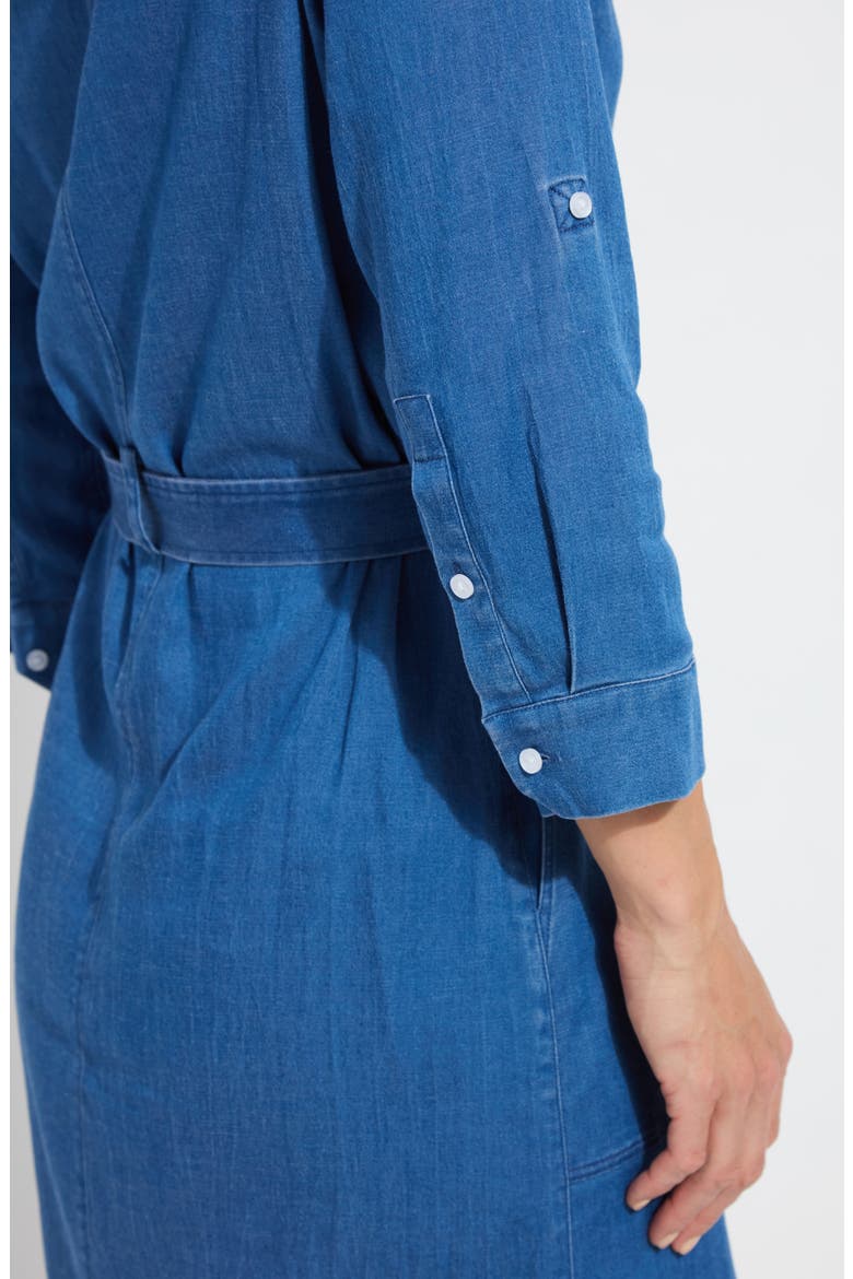 Delphine Chambray Shirtdress, Alternate, color, MIDWASH