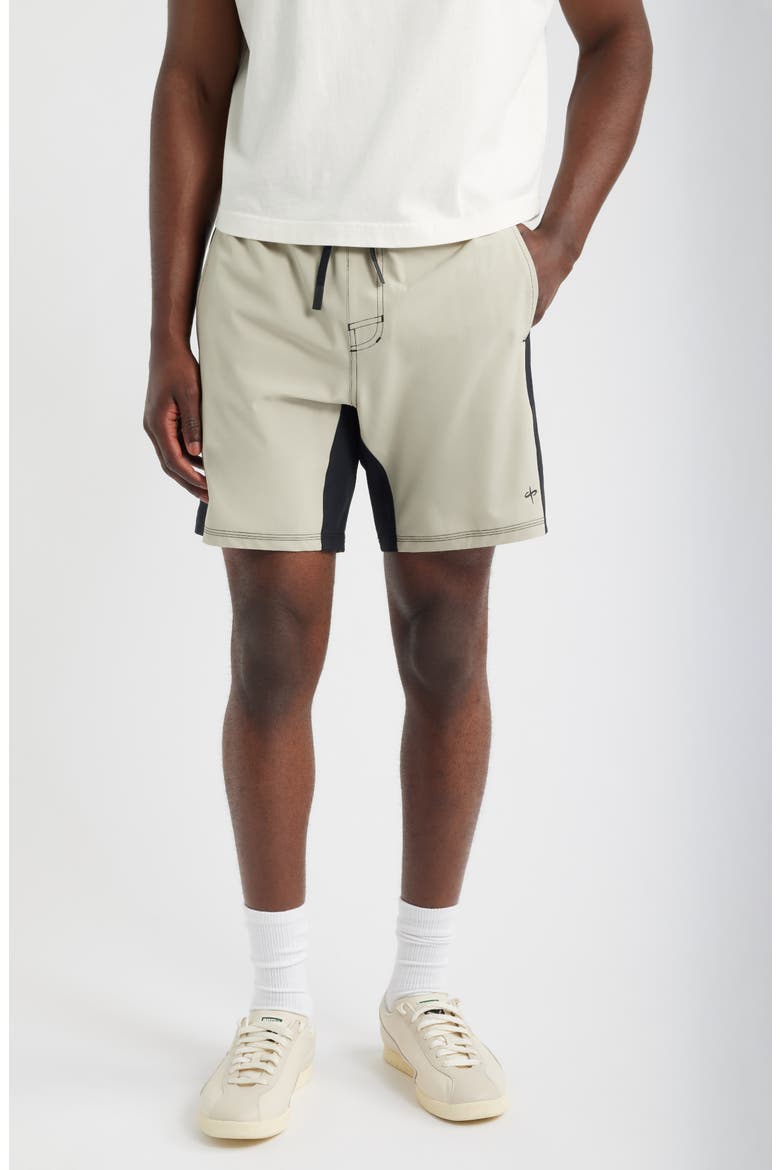 Tempo Wordmark Tech Shorts, Main, color, CEMENT