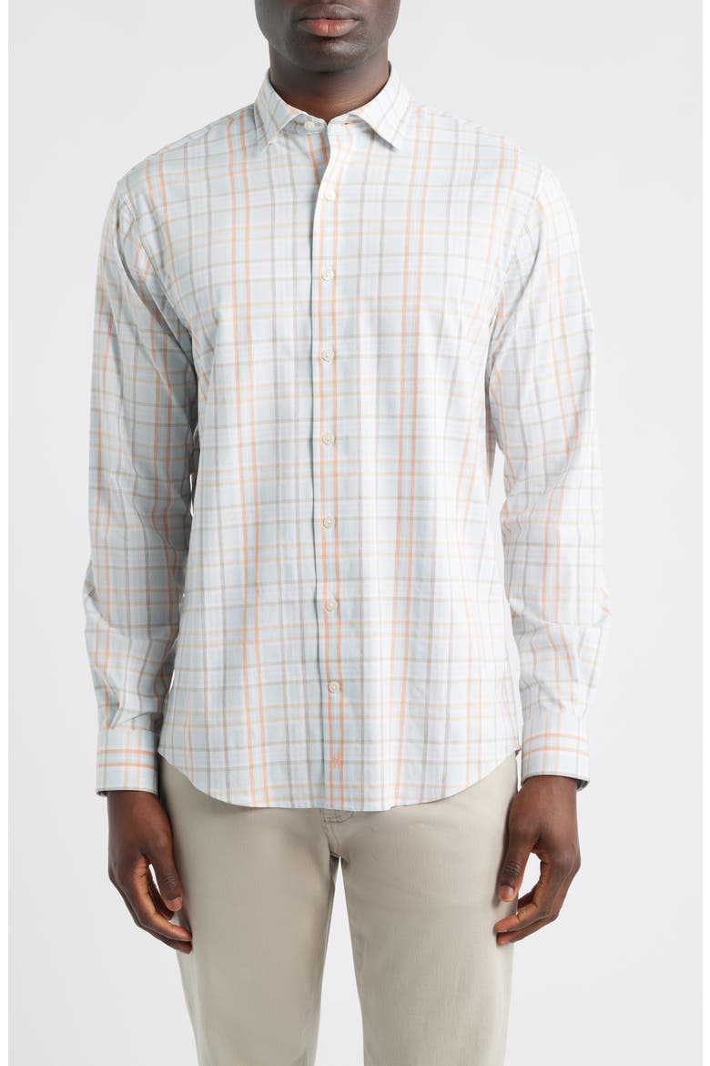 Texel Open Check Everyday Performance Button-Up Shirt, Main, color, BREEZE