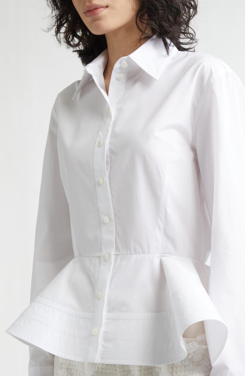 Stella McCartney Cotton Poplin Peplum Shirt, Alternate, color, Pure White