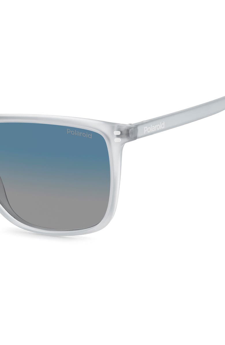 Polaroid 55mm Gradient Polarized Rectangular Sunglasses, Alternate, color, Matte Crystal/ Blue Sf Polar
