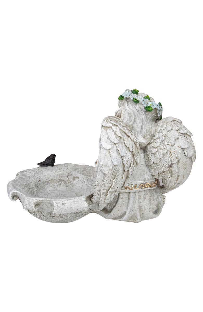 Northlight 12.25" Sitting Angel Bird Feeder Outdoor Garden Statue, Alternate, color, Gray