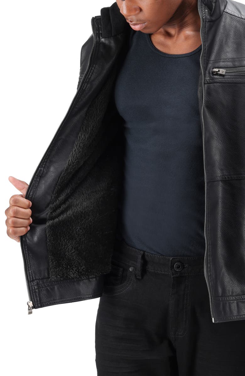 XRAY Faux Leather Hooded Moto Jacket, Alternate, color, Black/ Grey