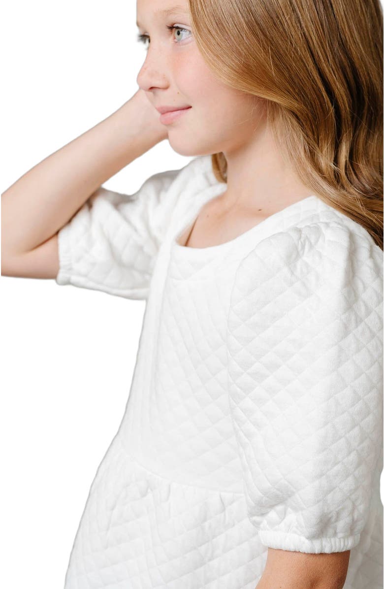 Hope & Henry Girls' Quilted Puff Sleeve Dress, Toddler, Alternate, color, Soft White Quilted