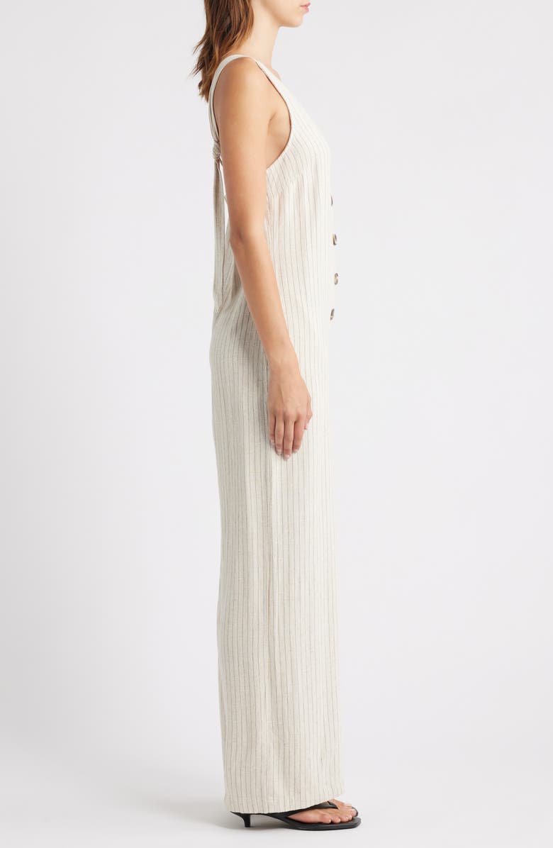 Topshop Pinstripe Tie Strap Wide Leg Jumpsuit, Alternate, color, Cream Multi
