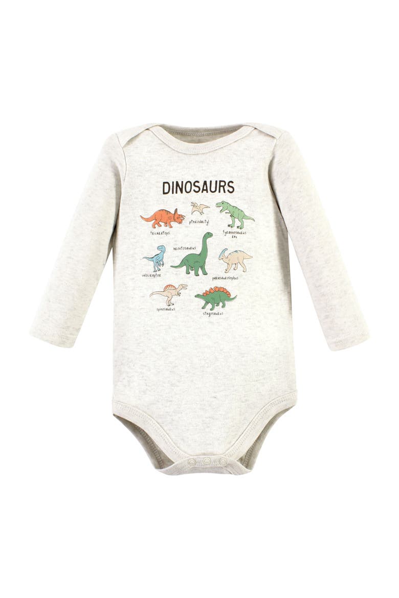 Cotton Long-sleeve Bodysuits 5-pack, Alternate, color, Dinosaur Adventures 5-Pack