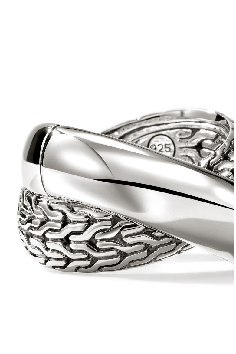 JH Essentials Sterling Silver 14mm Crossed Ring, Alternate, color, SILVER