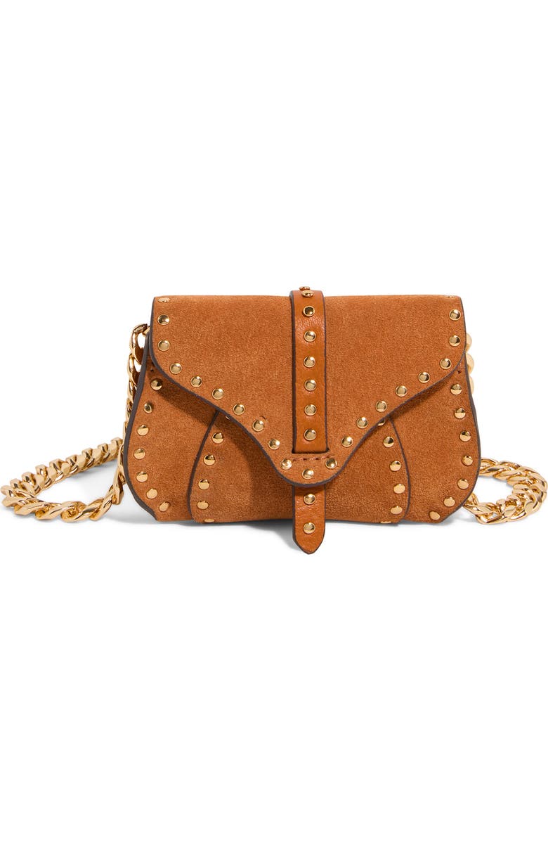 AIMEE Micro Armour Suede Crossbody Bag, Main, color, Rustic Caramel Suede