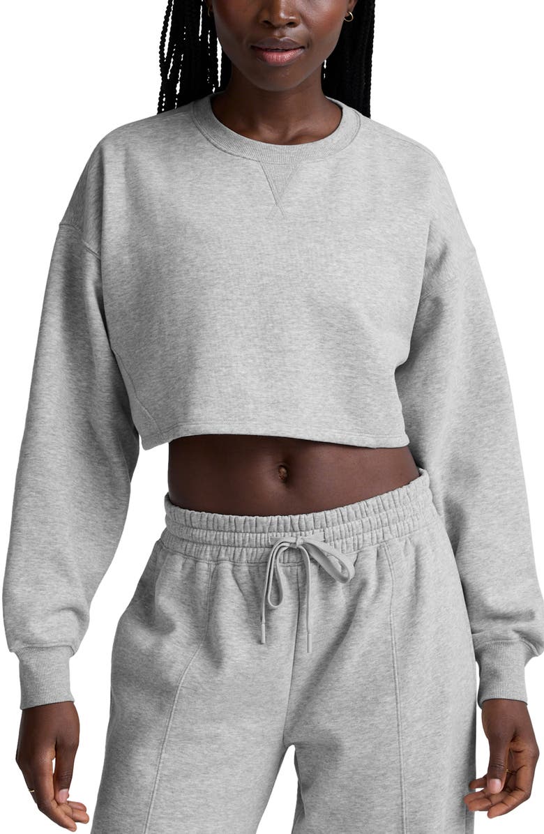 Beyond Yoga LuxeFleece Boxy Crop Sweatshirt, Main, color, Light Heather Gray