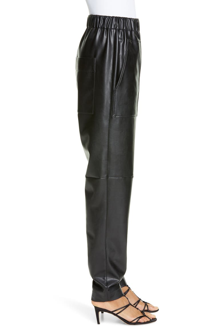 Faux Leather Jogger Pants, Alternate, color, BLACK