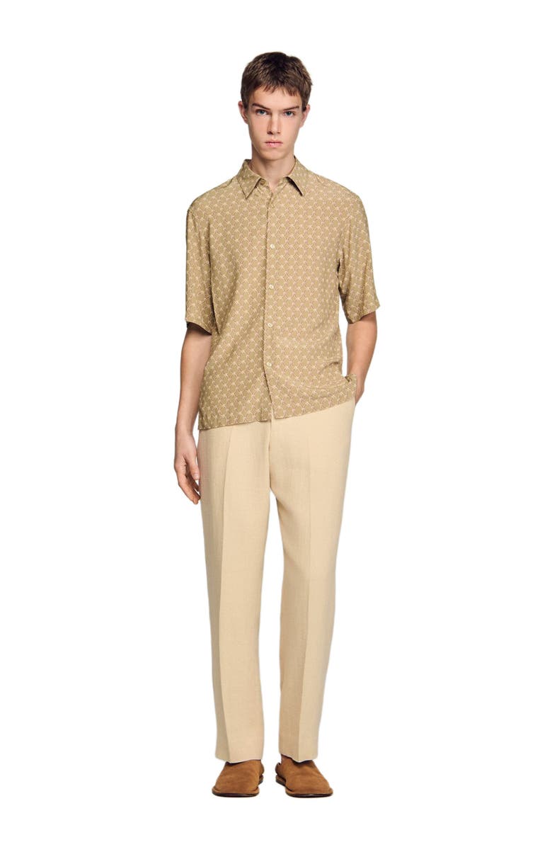 SANDRO Link print loose-fit shirt, Alternate, color, Brown