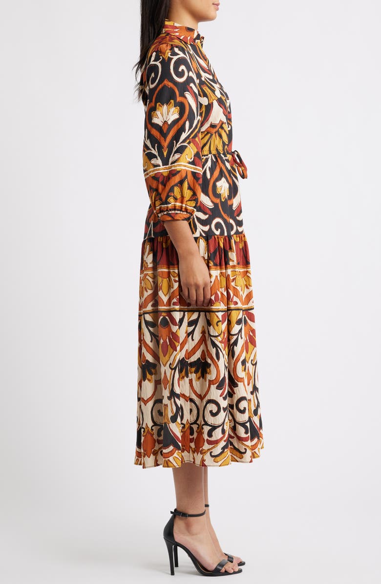 Julia Jordan Geo Print Shirtdress, Alternate, color, Brown/ Black Multi