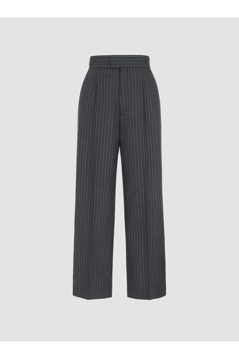 Pinstripe High-Waist Tailored Pants, Alternate, color, Charcoal Grey