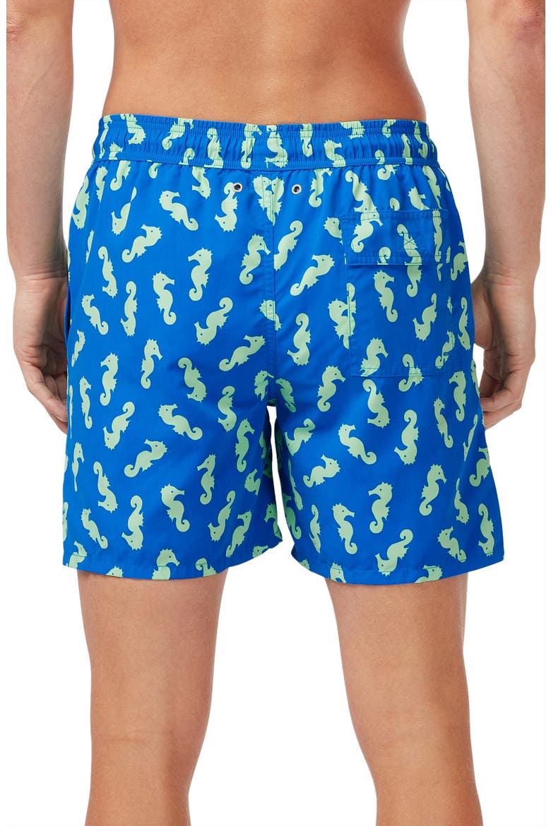 Seahorse Print Swim Trunks, Alternate, color, NAVY/ PALE GREEN