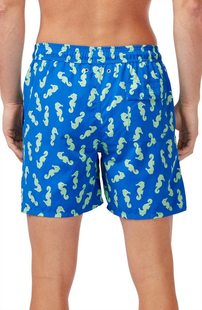 Tom & Teddy Seahorse Print Swim Trunks, Alternate, color, 