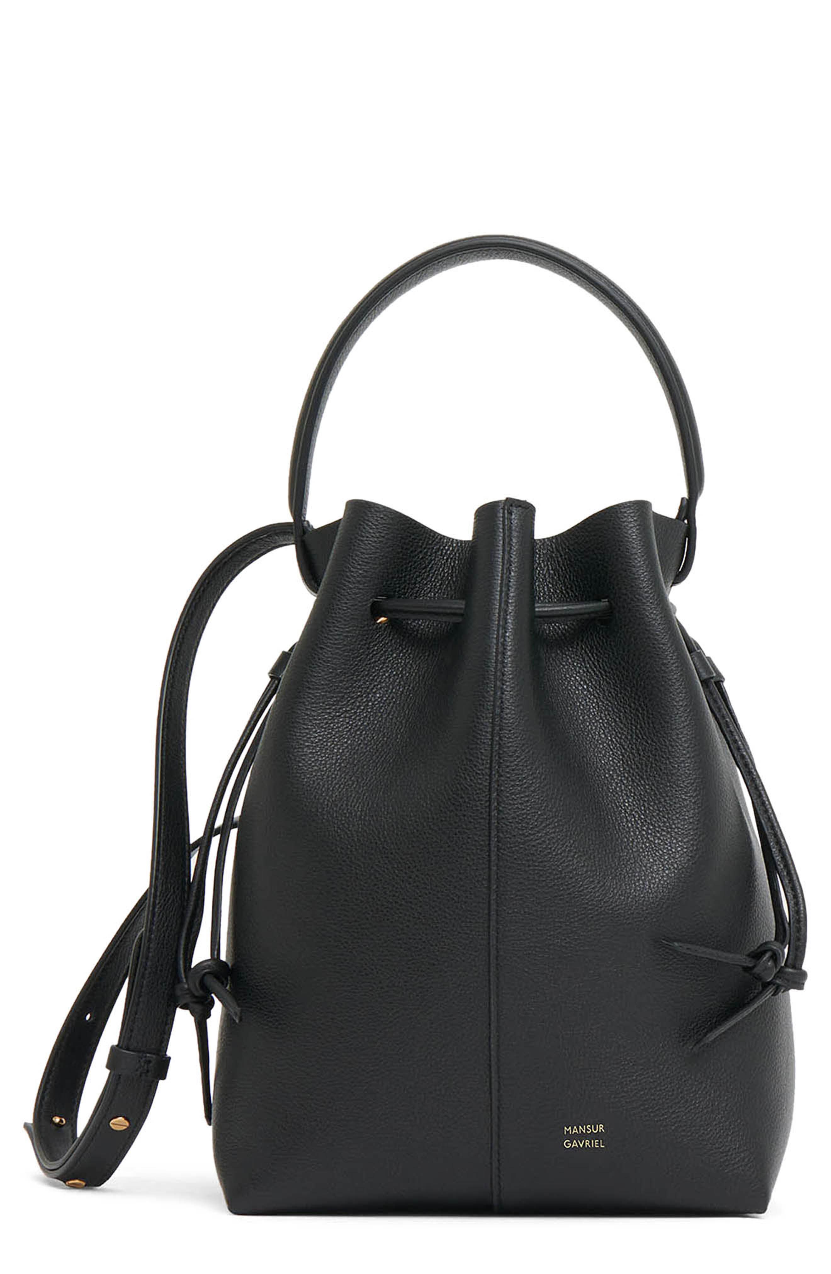 Mansur Gavriel Dea Leather Bucket Bag, Main, color, Black