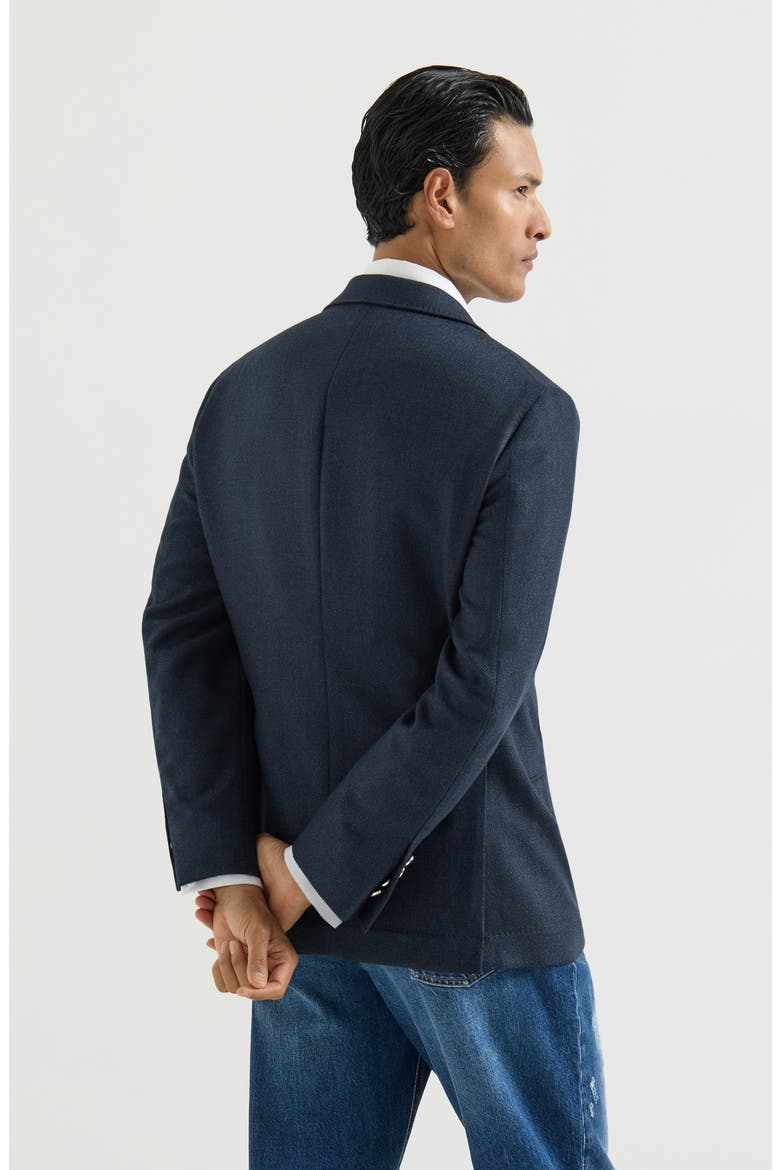 Mouliné virgin wool twill deconstructed Cavallo blazer with metal buttons, Alternate, color, Navy Blue